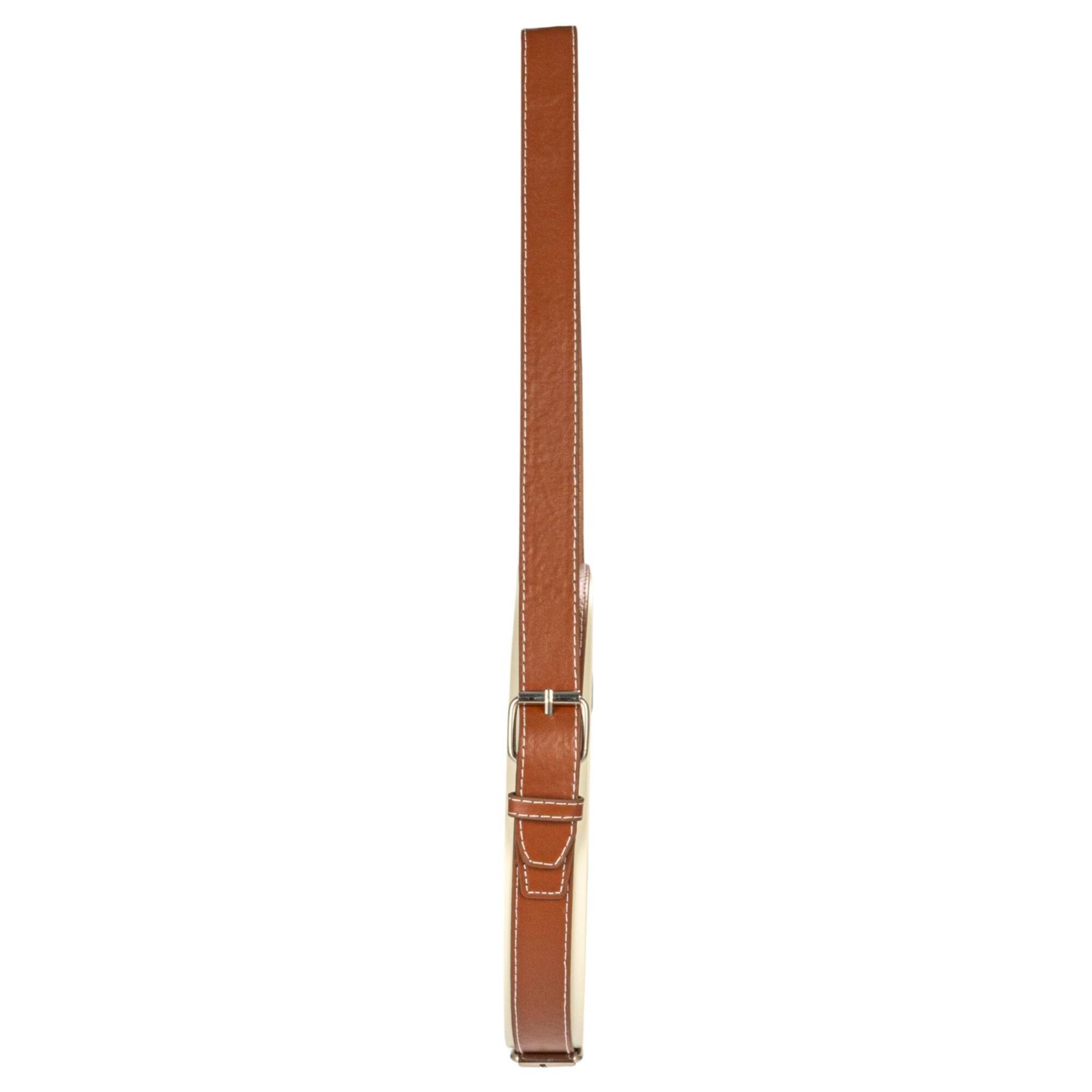 Hello Honey® White & Brown Plastic Hanging Wall Clock with Leather Strap